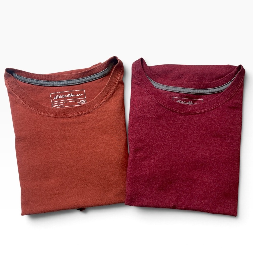 Lot of 2 Eddie Bauer Legendwash T-Shirt Mens T3XL Rust Red #78H